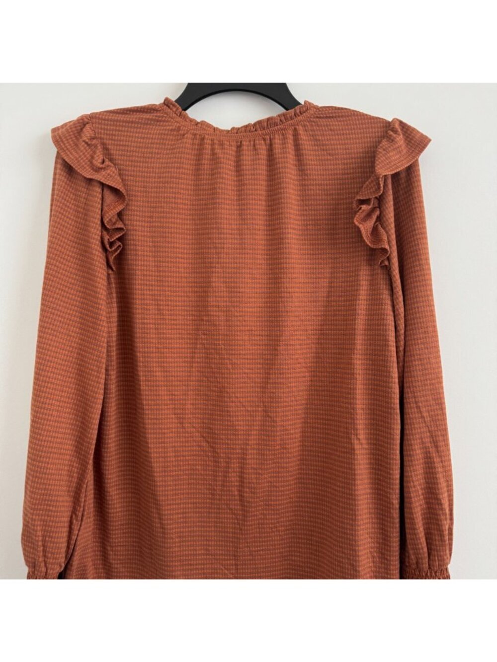 Kaileigh Women Long Sleeve Ruffle With Smocked Cuffs Blouse Top Size M - Picture 7 of 9